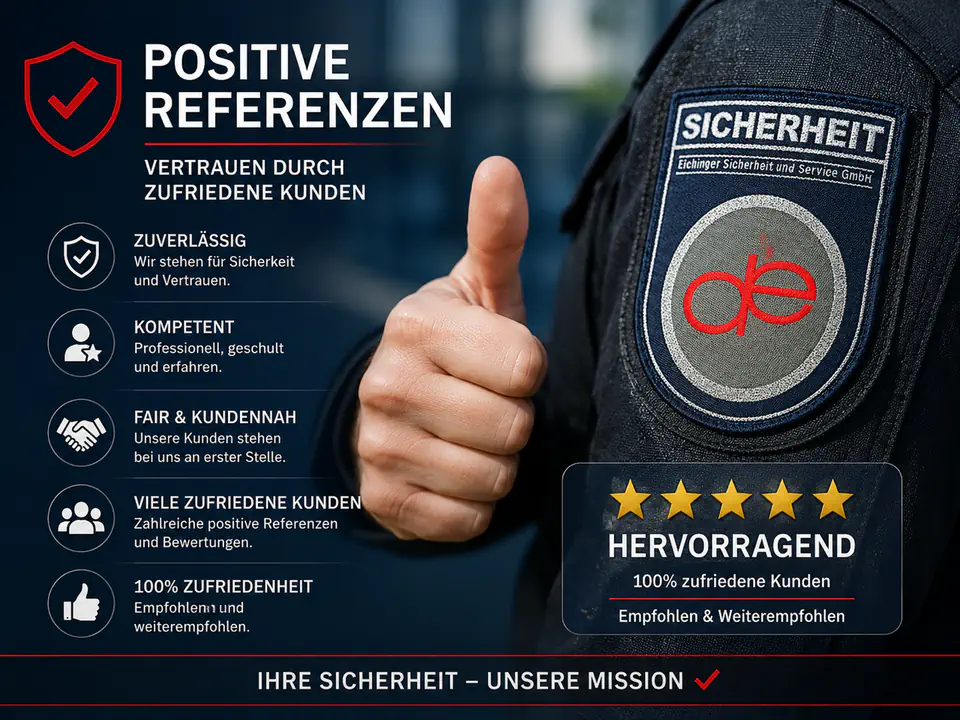 Symbolische Darstellung zufriedener Kunden und erfolgreicher Sicherheitsdienstleistungen